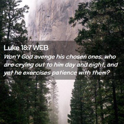 Picture 02 - Luke 18:7 WEB - Won't God avenge his chosen ones, who are crying - Bible Verse Picture