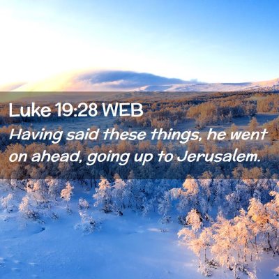 Picture 02 - Luke 19:28 WEB - Having said these things, he went on ahead, going - Bible Verse Picture