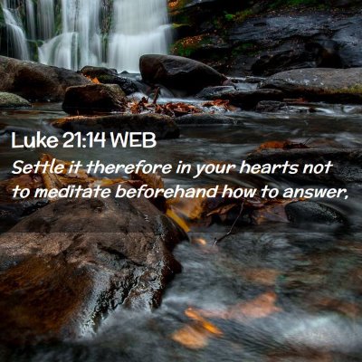 Picture 02 - Luke 21:14 WEB - Settle it therefore in your hearts not to - Bible Verse Picture