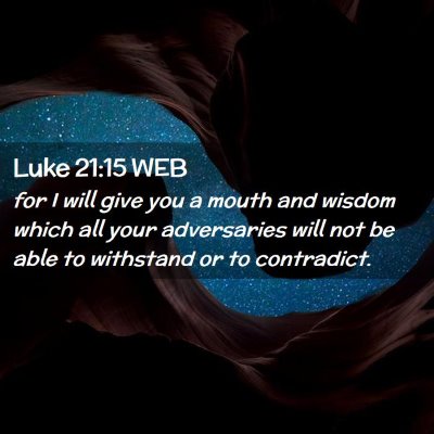 Picture 02 - Luke 21:15 WEB - for I will give you a mouth and wisdom which all - Bible Verse Picture