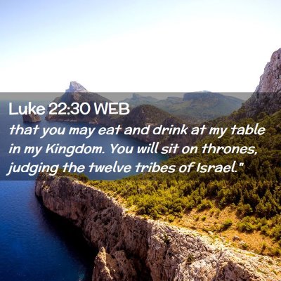 Picture 02 - Luke 22:30 WEB - that you may eat and drink at my table in my - Bible Verse Picture