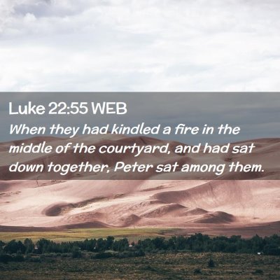 Picture 02 - Luke 22:55 WEB - When they had kindled a fire in the middle of the - Bible Verse Picture