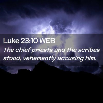 Picture 02 - Luke 23:10 WEB - The chief priests and the scribes stood, - Bible Verse Picture