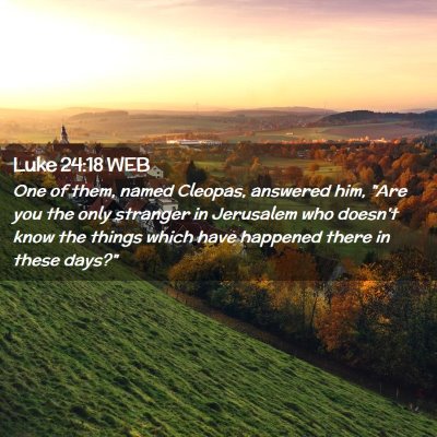 Picture 02 - Luke 24:18 WEB - One of them, named Cleopas, answered him, 