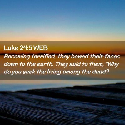Picture 02 - Luke 24:5 WEB - Becoming terrified, they bowed their faces down - Bible Verse Picture