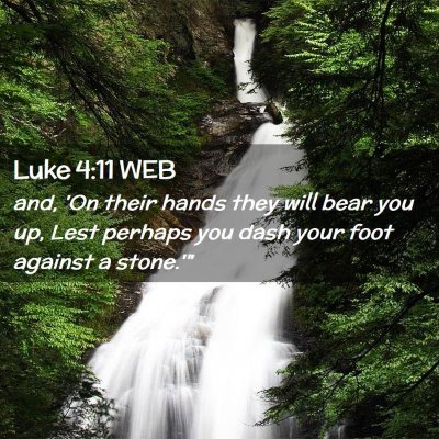 Picture 02 - Luke 4:11 WEB - and, 'On their hands they will bear you up, Lest - Bible Verse Picture