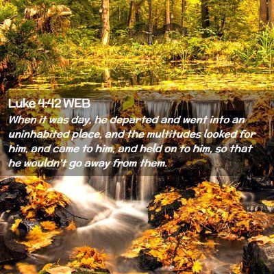 Picture 02 - Luke 4:42 WEB - When it was day, he departed and went into an - Bible Verse Picture