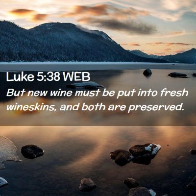 Picture 02 - Luke 5:38 WEB - But new wine must be put into fresh wineskins, - Bible Verse Picture