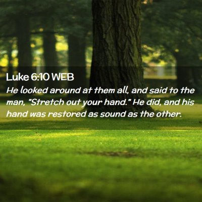 Picture 02 - Luke 6:10 WEB - He looked around at them all, and said to the - Bible Verse Picture