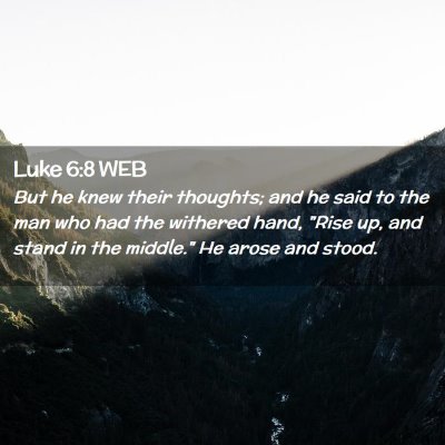 Picture 02 - Luke 6:8 WEB - But he knew their thoughts; and he said to the - Bible Verse Picture