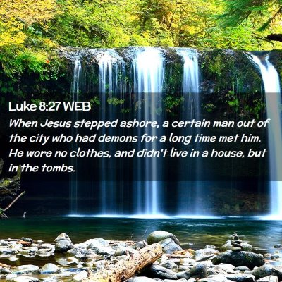 Picture 02 - Luke 8:27 WEB - When Jesus stepped ashore, a certain man out of - Bible Verse Picture