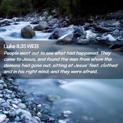 Picture 02 - Luke 8:35 WEB - People went out to see what had happened. They - Bible Verse Picture