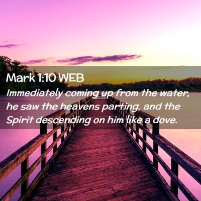 Picture 02 - Mark 1:10 WEB - Immediately coming up from the water, he saw the - Bible Verse Picture