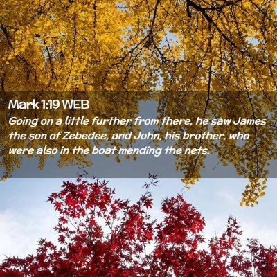 Picture 02 - Mark 1:19 WEB - Going on a little further from there, he saw - Bible Verse Picture