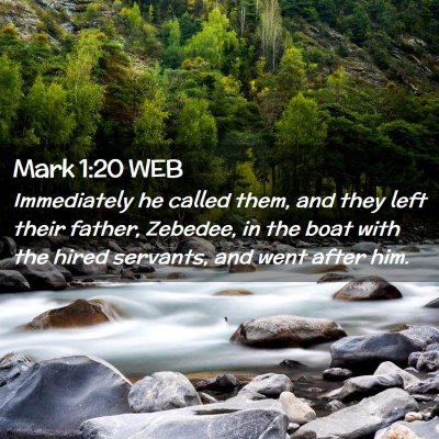 Picture 02 - Mark 1:20 WEB - Immediately he called them, and they left their - Bible Verse Picture