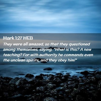 Picture 02 - Mark 1:27 WEB - They were all amazed, so that they questioned - Bible Verse Picture