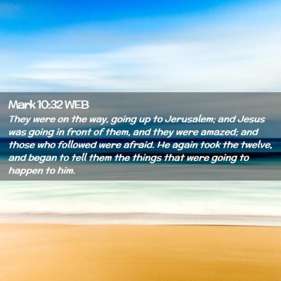 Picture 02 - Mark 10:32 WEB - They were on the way, going up to Jerusalem; and - Bible Verse Picture