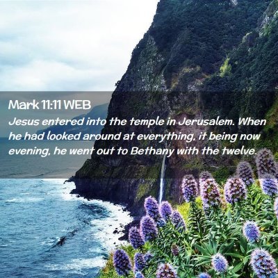 Picture 02 - Mark 11:11 WEB - Jesus entered into the temple in Jerusalem. When - Bible Verse Picture