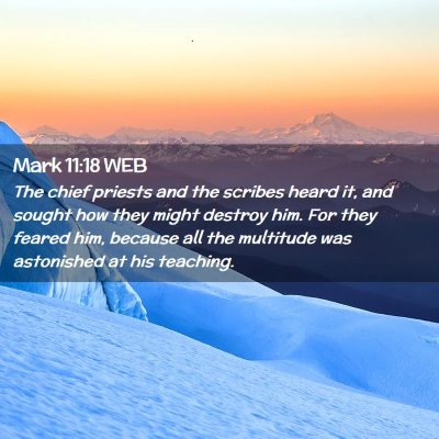 Picture 02 - Mark 11:18 WEB - The chief priests and the scribes heard it, and - Bible Verse Picture