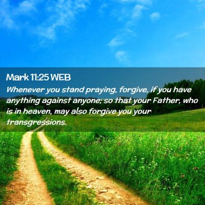 Picture 02 - Mark 11:25 WEB - Whenever you stand praying, forgive, if you have - Bible Verse Picture