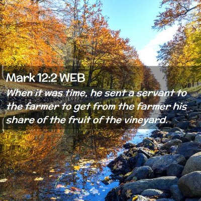 Picture 02 - Mark 12:2 WEB - When it was time, he sent a servant to the farmer - Bible Verse Picture