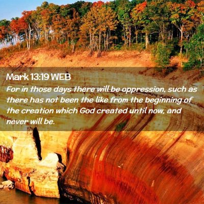 Picture 02 - Mark 13:19 WEB - For in those days there will be oppression, such - Bible Verse Picture
