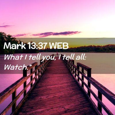 Picture 02 - Mark 13:37 WEB - What I tell you, I tell all: - Bible Verse Picture