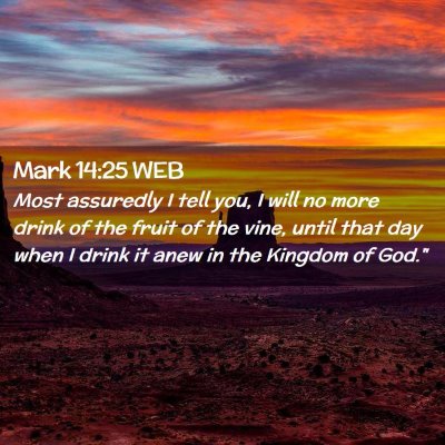 Picture 02 - Mark 14:25 WEB - Most assuredly I tell you, I will no more drink - Bible Verse Picture