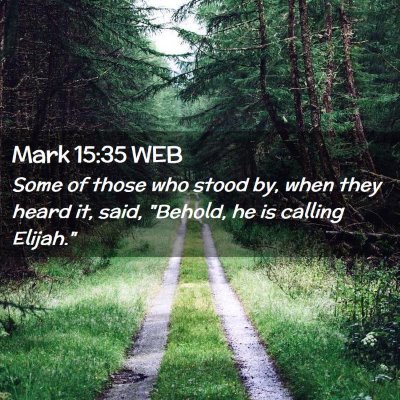Picture 02 - Mark 15:35 WEB - Some of those who stood by, when they heard it, - Bible Verse Picture
