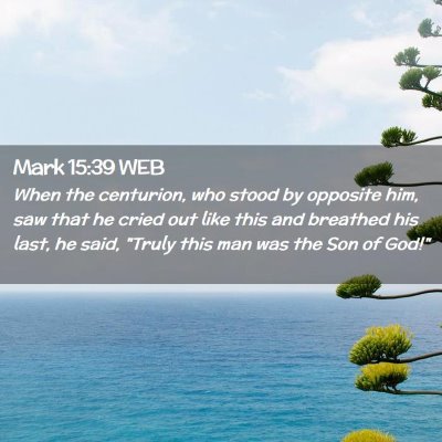 Picture 02 - Mark 15:39 WEB - When the centurion, who stood by opposite him, - Bible Verse Picture
