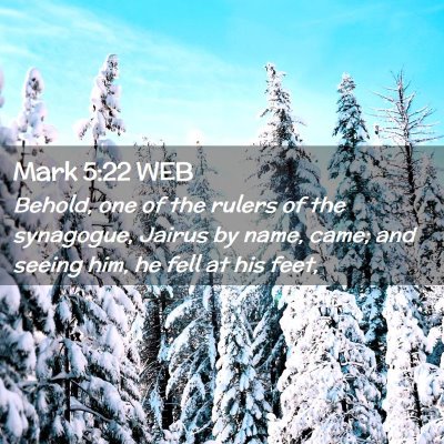 Picture 02 - Mark 5:22 WEB - Behold, one of the rulers of the synagogue, - Bible Verse Picture