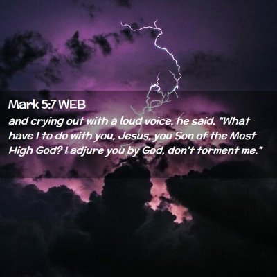 Picture 02 - Mark 5:7 WEB - and crying out with a loud voice, he said, 