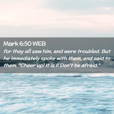 Picture 02 - Mark 6:50 WEB - for they all saw him, and were troubled. But he - Bible Verse Picture