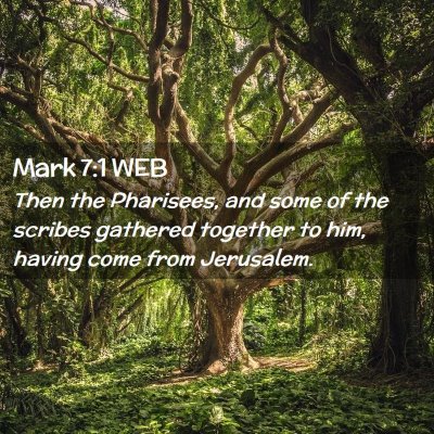 Picture 02 - Mark 7:1 WEB - Then the Pharisees, and some of the scribes - Bible Verse Picture