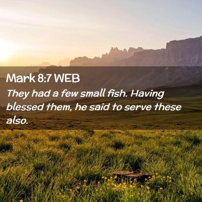 Picture 02 - Mark 8:7 WEB - They had a few small fish. Having blessed them, - Bible Verse Picture