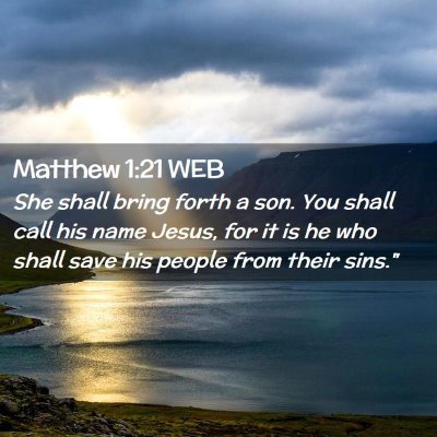 Picture 02 - Matthew 1:21 WEB - She shall bring forth a son. You shall call his - Bible Verse Picture