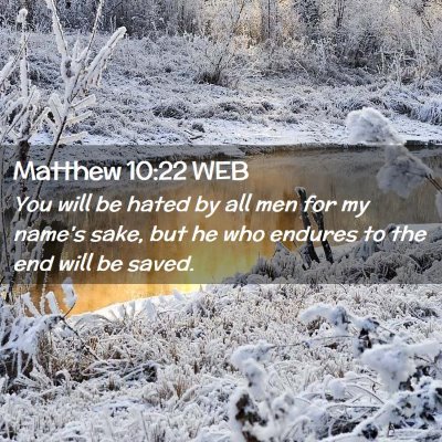Picture 02 - Matthew 10:22 WEB - You will be hated by all men for my name's sake, - Bible Verse Picture