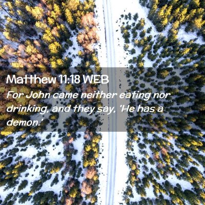 Picture 02 - Matthew 11:18 WEB - For John came neither eating nor drinking, and - Bible Verse Picture