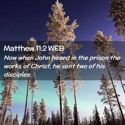 Picture 02 - Matthew 11:2 WEB - Now when John heard in the prison the works of - Bible Verse Picture