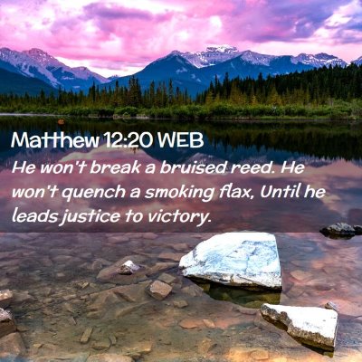 Picture 02 - Matthew 12:20 WEB - He won't break a bruised reed. He won't quench a - Bible Verse Picture