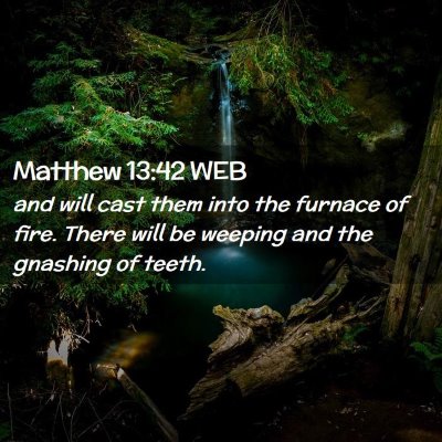 Picture 02 - Matthew 13:42 WEB - and will cast them into the furnace of fire. - Bible Verse Picture