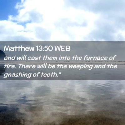 Picture 02 - Matthew 13:50 WEB - and will cast them into the furnace of fire. - Bible Verse Picture