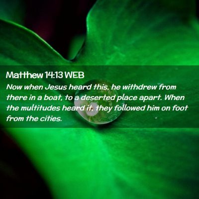 Picture 02 - Matthew 14:13 WEB - Now when Jesus heard this, he withdrew from there - Bible Verse Picture