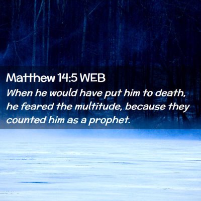 Picture 02 - Matthew 14:5 WEB - When he would have put him to death, he feared - Bible Verse Picture