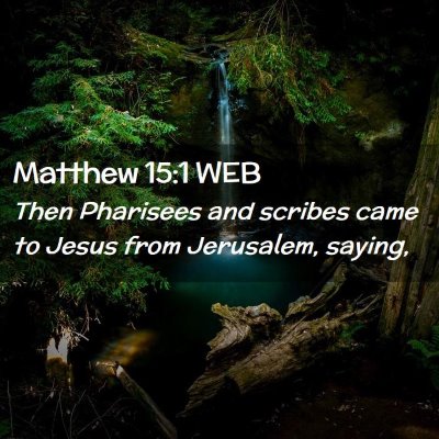 Picture 02 - Matthew 15:1 WEB - Then Pharisees and scribes came to Jesus from - Bible Verse Picture