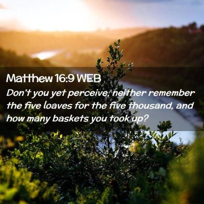 Picture 02 - Matthew 16:9 WEB - Don't you yet perceive, neither remember the five - Bible Verse Picture