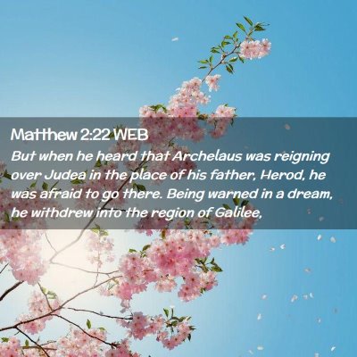Picture 02 - Matthew 2:22 WEB - But when he heard that Archelaus was reigning - Bible Verse Picture