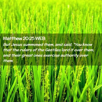 Picture 02 - Matthew 20:25 WEB - But Jesus summoned them, and said, 
