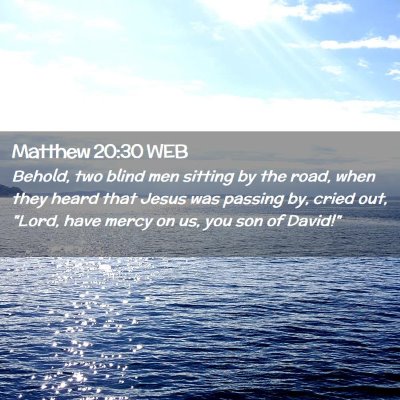 Picture 02 - Matthew 20:30 WEB - Behold, two blind men sitting by the road, when - Bible Verse Picture
