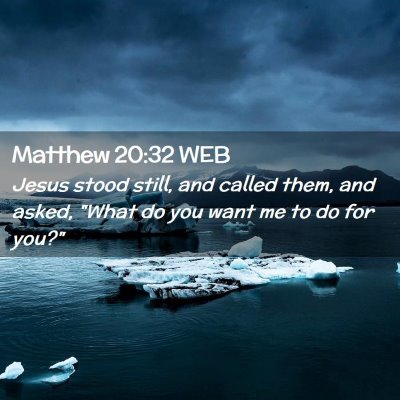 Picture 02 - Matthew 20:32 WEB - Jesus stood still, and called them, and asked, - Bible Verse Picture